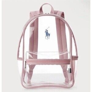 New Polo Ralph Lauren Big Pony Clear Backpack Bag Carmel Pink Transparent